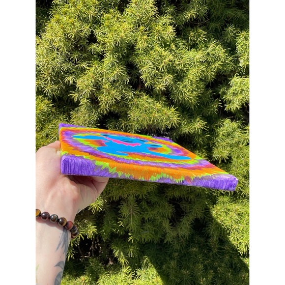 Grateful Dead Bear Canvas | Hand Painted | 8in x 10in - Picture 4 of 6